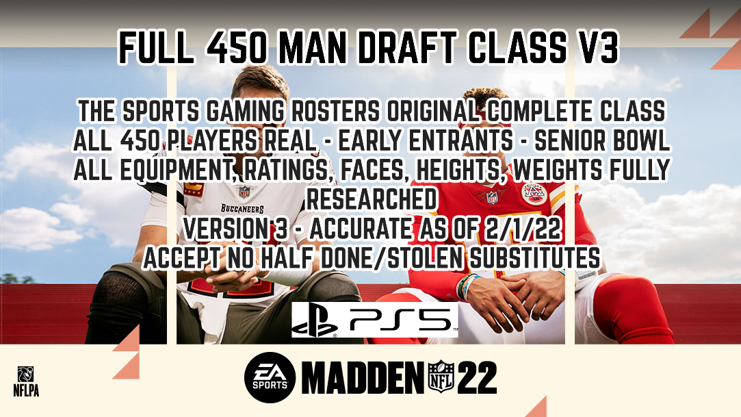 Madden NFL 22 – Full 450 Man 2022 Draft Class V3 Out Now! On Share! PS5
