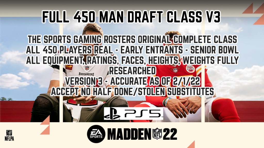 Madden NFL 22 – Full 450 Man 2022 Draft Class V3 Out Now! On Share!&nbsp;PS5